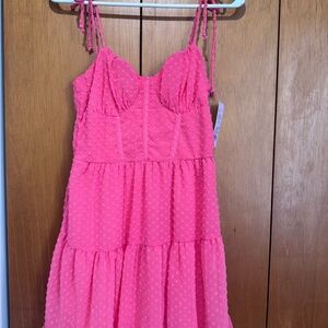 wild fable Hot Pink Textured Tiered Sundress